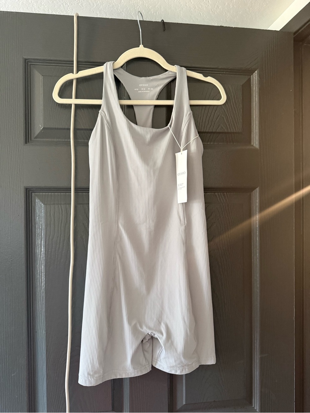 Grey Ribbed Racerback Romper Jumpsuit - Unbranded